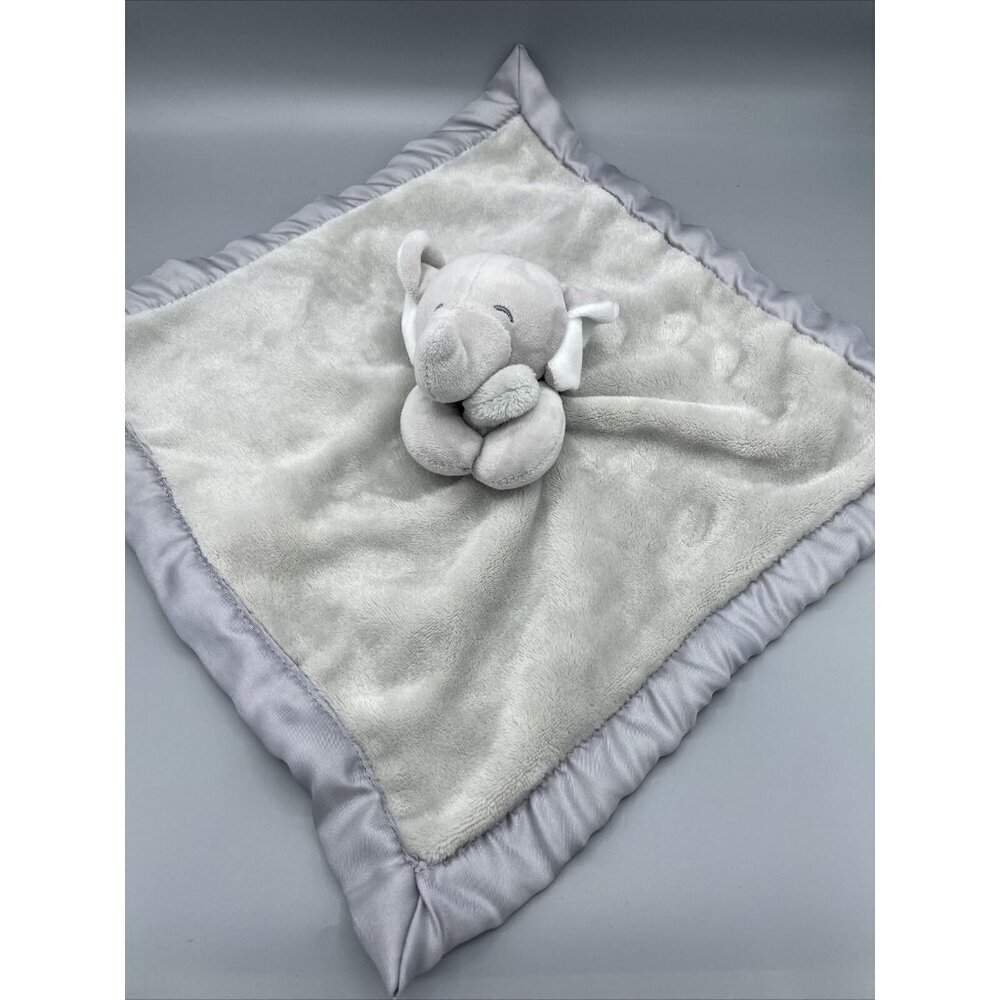 Carter's Gray Elephant Plush Lovey Security Blanket Silky 14" Square Baby Toy